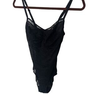 Simone Perele Black Lace Bodysuit Floral dark fairy whimsigoth Size FR 2 M
